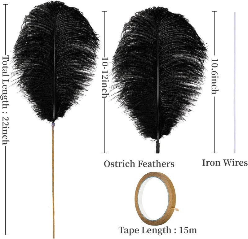Holmgren Black White Grey Ostrich Feathers - 20pcs Making Kit 22 Inch Ostrich Feathers Bulk for Vase, Floral Arrangement, Wedding Party Centerpieces and Home Decorations - Image 5